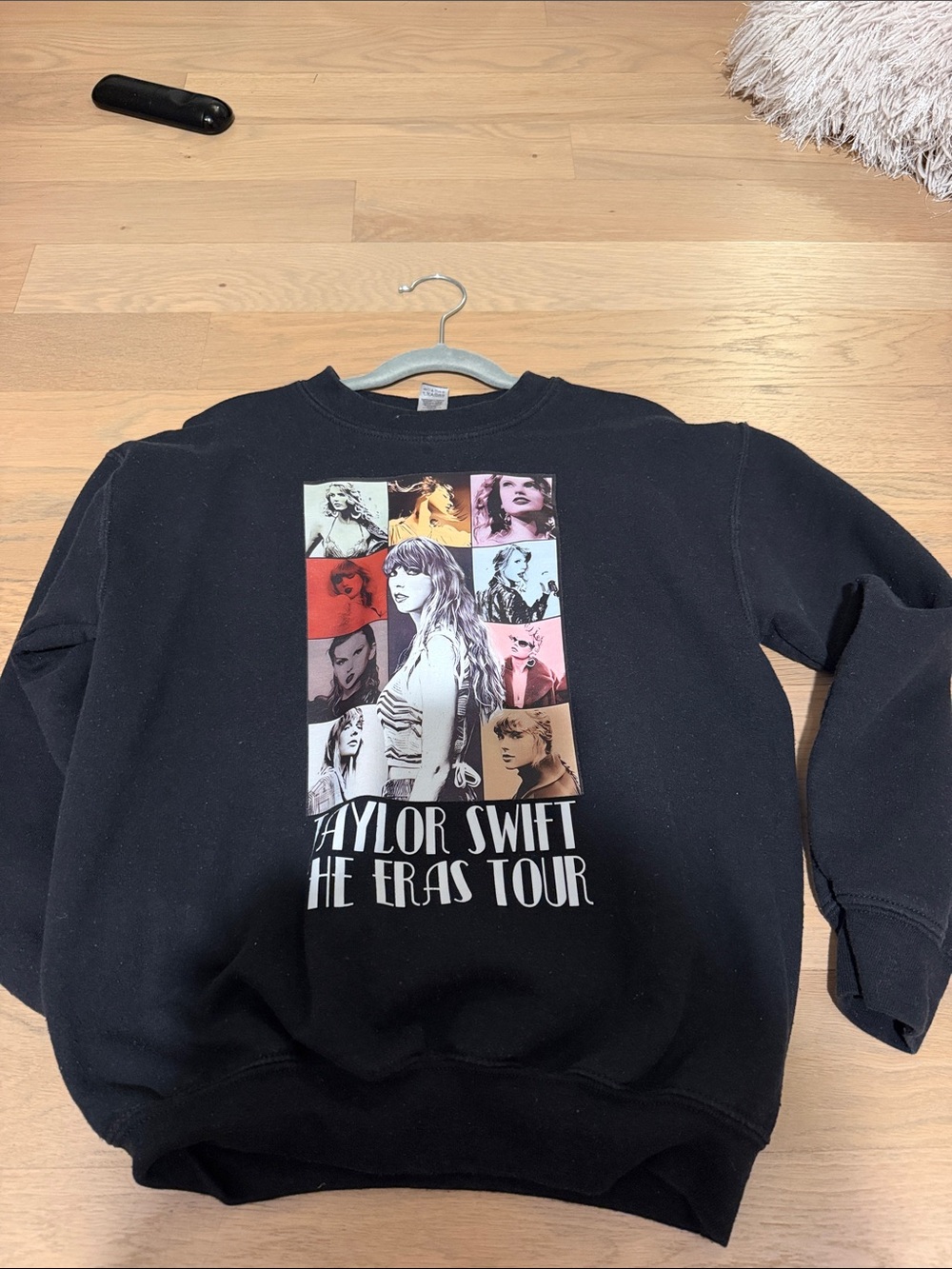 Gildan Black Crewneck Sweater with Color Block Photo Panel